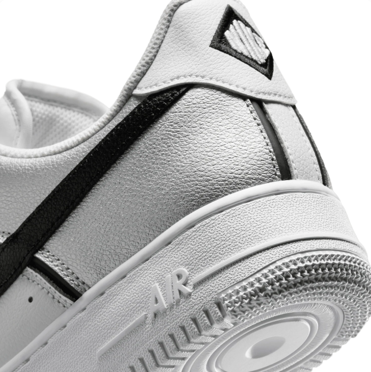 Nike Air Force 1 Low Sneakers - Metallic Silver, White & Black