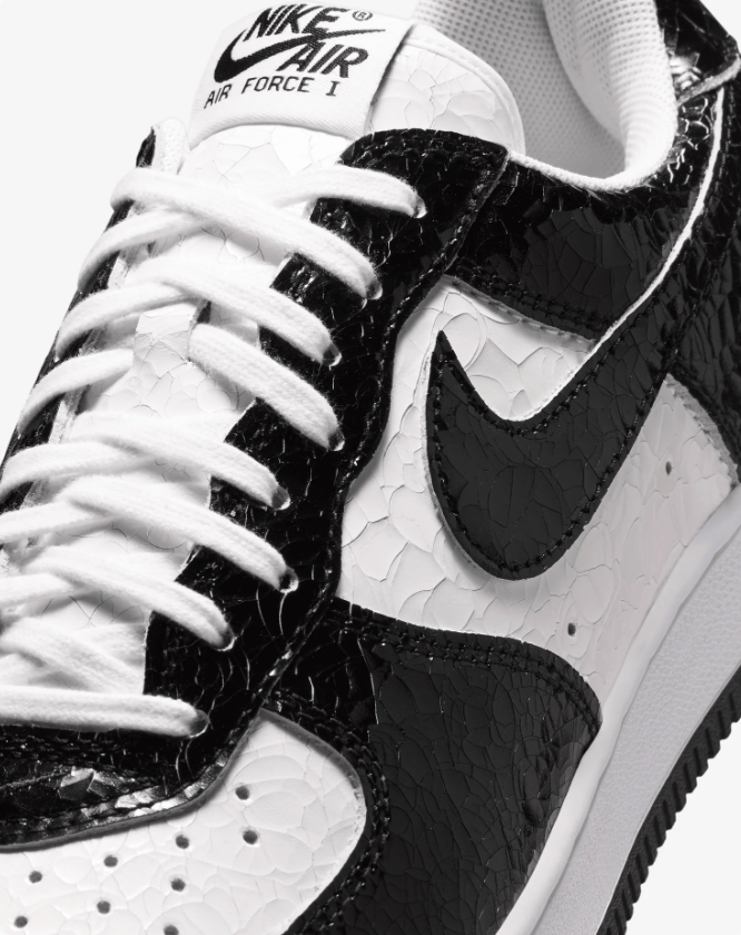 Nike Air Force 1 Low Sneakers - Black & White Crackle Finish