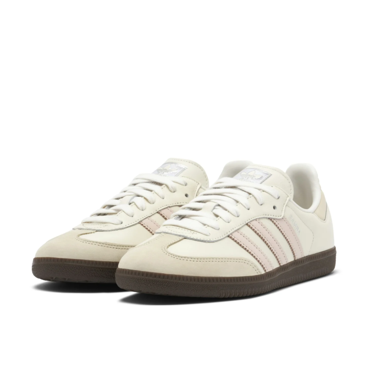 adidas Samba Sneakers - Cream & Pale Pink Dark Brown Sole