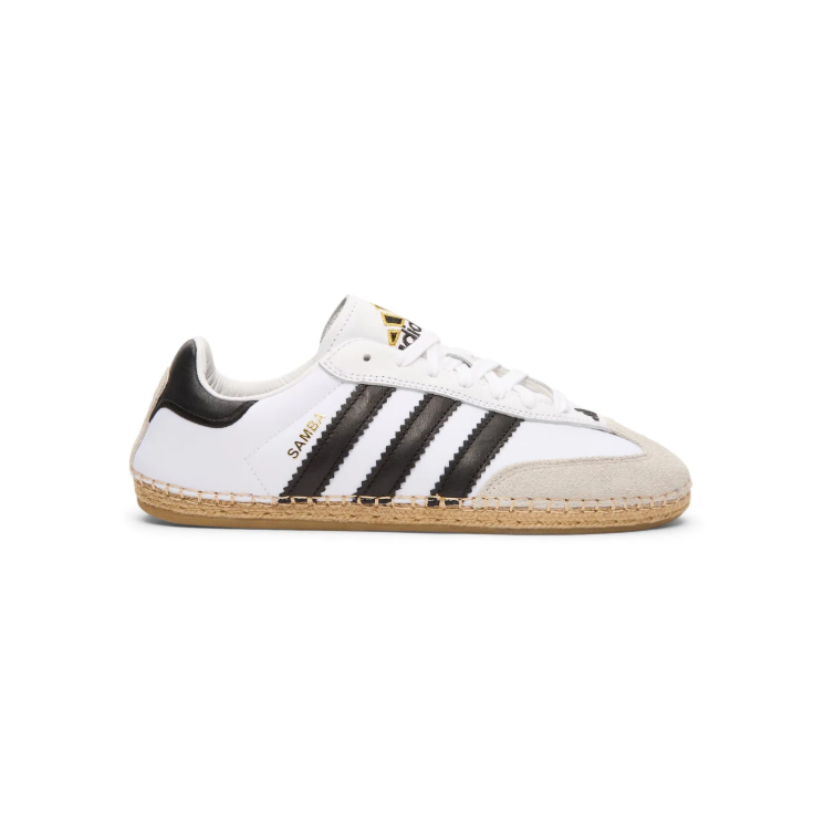 adidas Samba Sneakers - White & Black with Woven Sole Detail