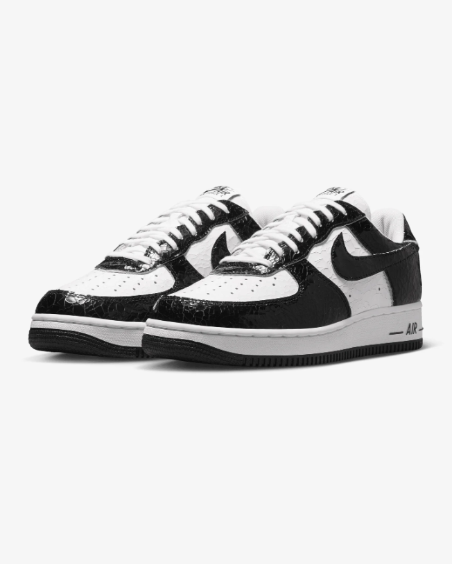 Nike Air Force 1 Low Sneakers - Black & White Crackle Finish