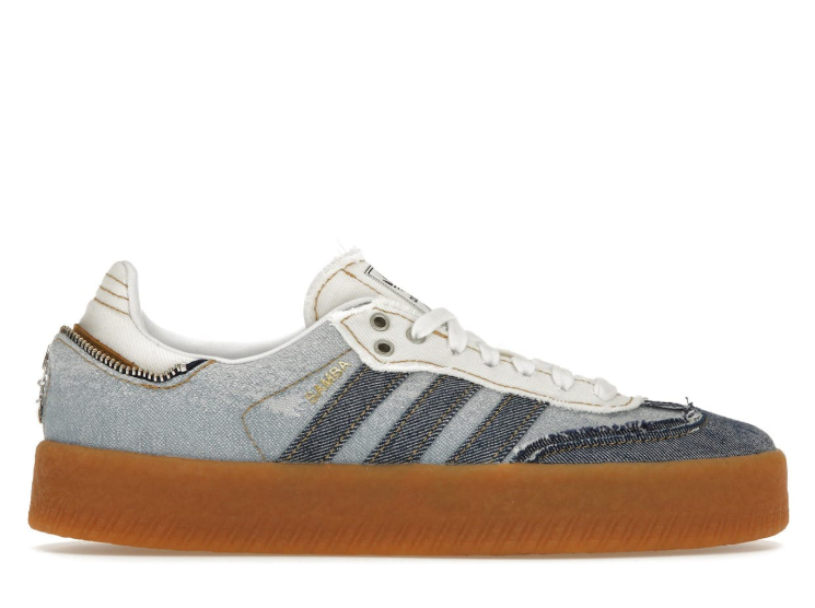 adidas Samba Sneakers - Two-Tone Blue Denim & Gum Platform