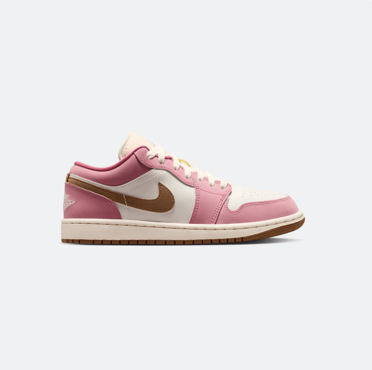 Nike Air Low-Top Sneakers - Pink & Cream with Brown Swoosh and Gum Sole