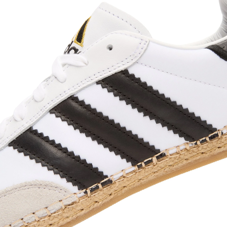 adidas Samba Sneakers - White & Black with Woven Sole Detail