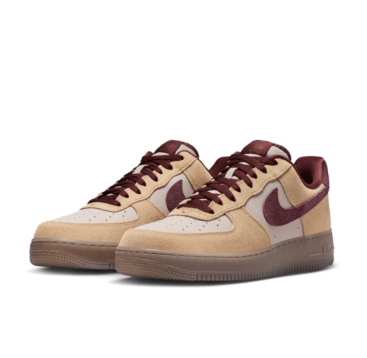 Nike Air Force 1 Low Sneakers - Sand, Taupe & Burgundy