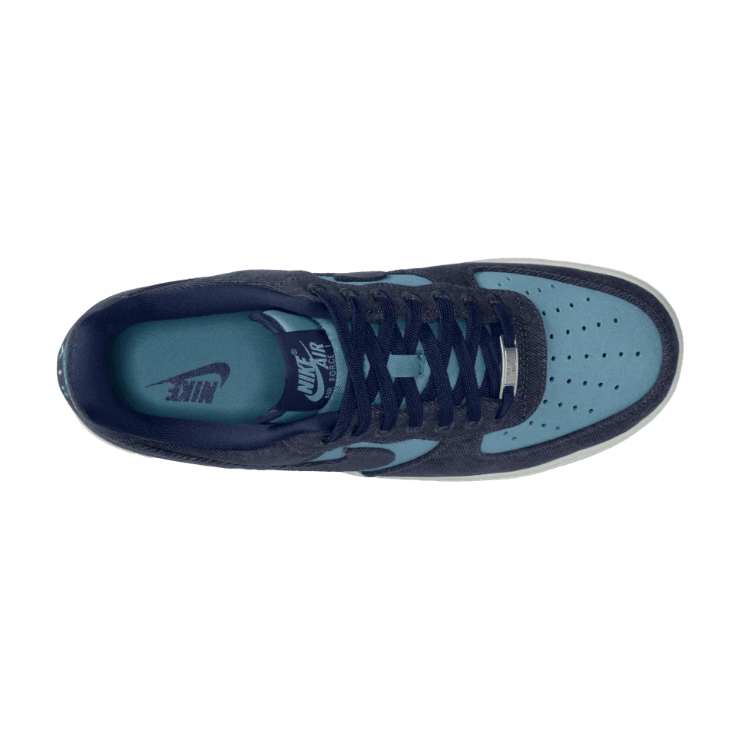 Nike Air Force 1 Low Sneakers - Navy & Light Blue with Gum Sole