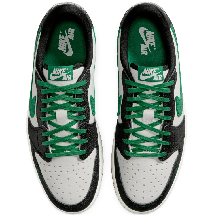 Nike Air Low-Top Sneakers - Black & White with Green Swoosh and Gum Sole