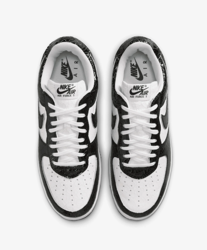 Nike Air Force 1 Low Sneakers - Black & White Crackle Finish