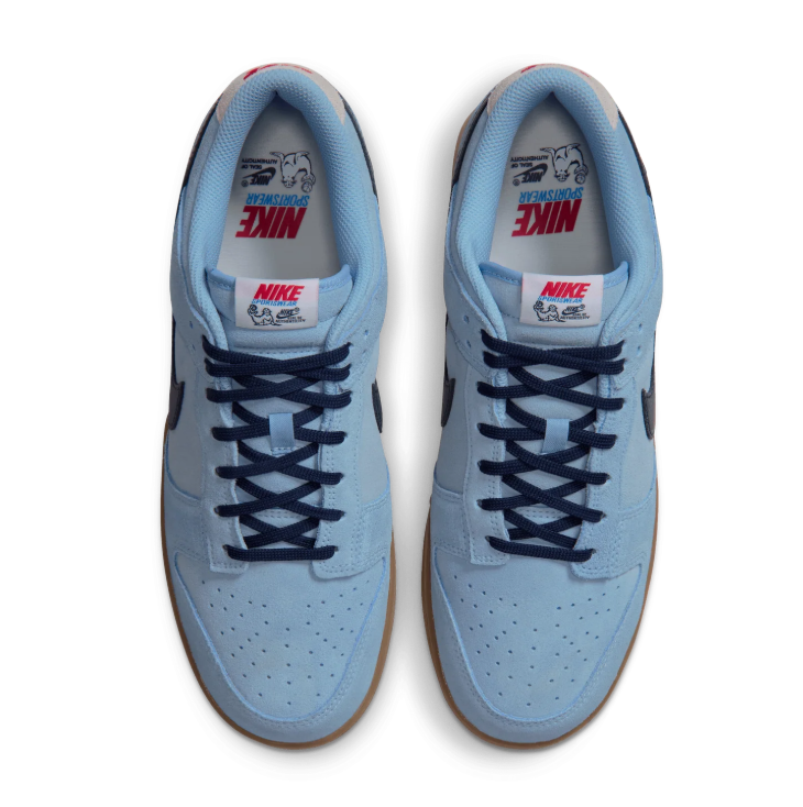 Nike Dunk Low Sneakers - Light Blue & Navy with Gum Sole