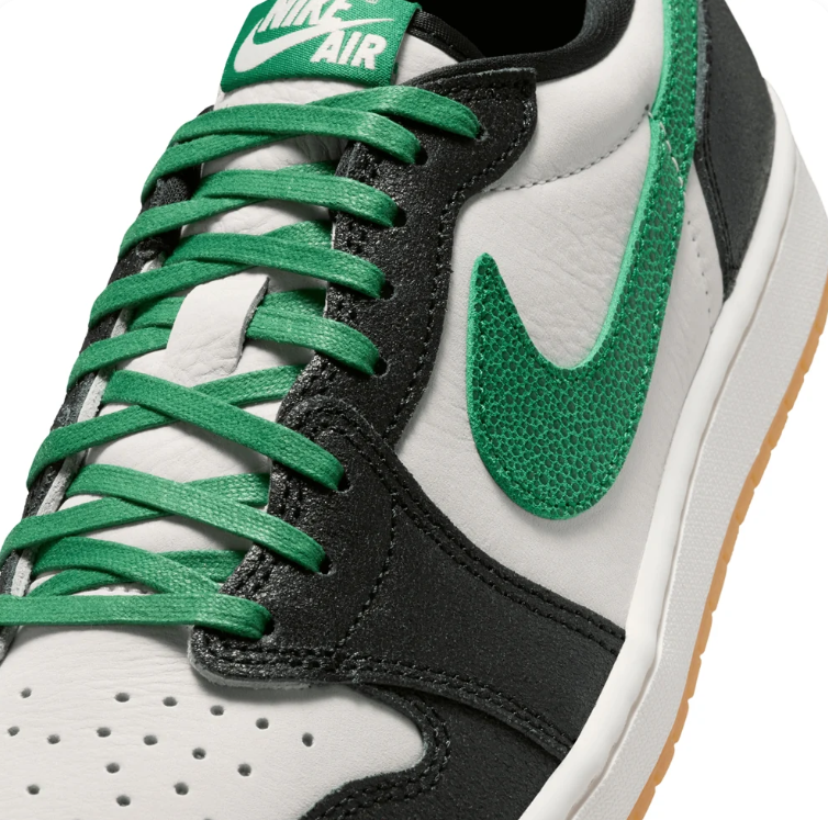 Nike Air Low-Top Sneakers - Black & White with Green Swoosh and Gum Sole