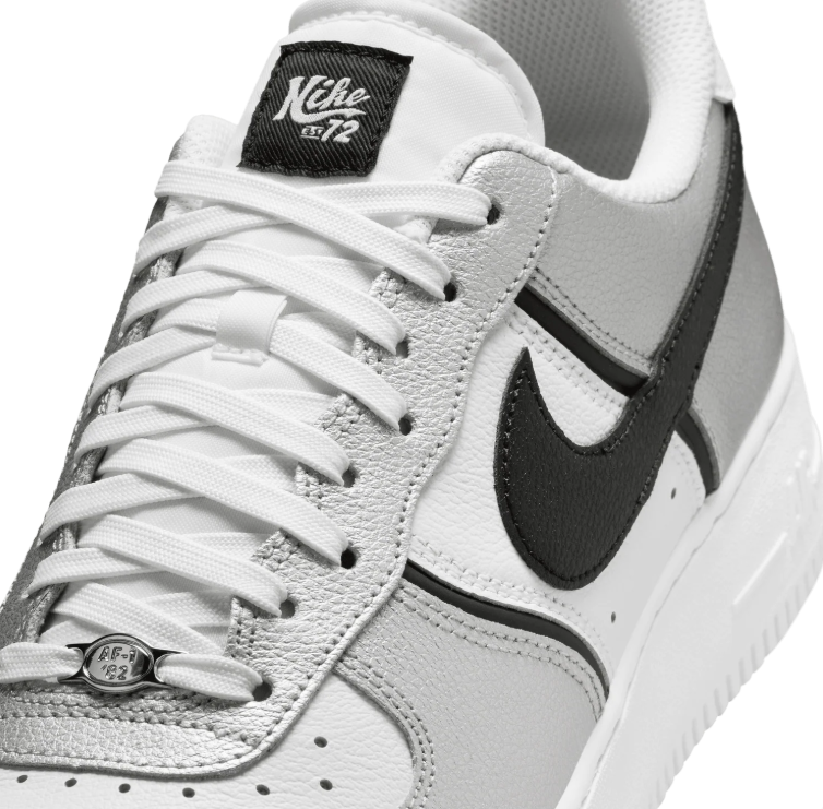 Nike Air Force 1 Low Sneakers - Metallic Silver, White & Black