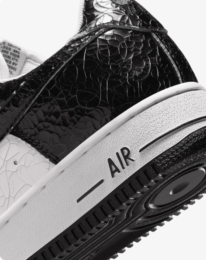 Nike Air Force 1 Low Sneakers - Black & White Crackle Finish
