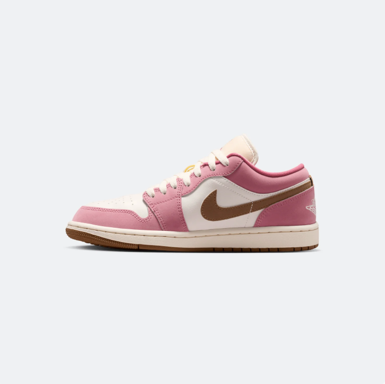 Nike Air Low-Top Sneakers - Pink & Cream with Brown Swoosh and Gum Sole