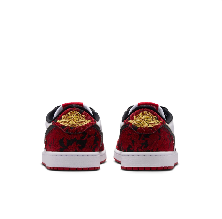 Nike Air Low-Top Sneakers - Red Floral, White & Black with Gold Accents