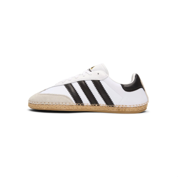 adidas Samba Sneakers - White & Black with Woven Sole Detail