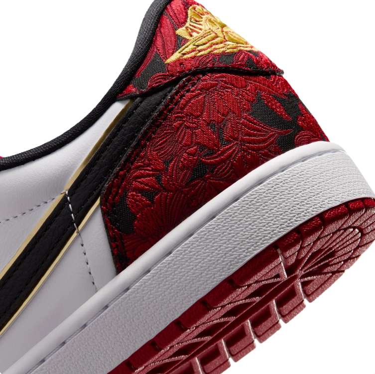Nike Air Low-Top Sneakers - Red Floral, White & Black with Gold Accents
