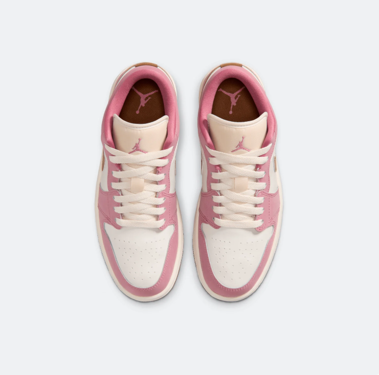 Nike Air Low-Top Sneakers - Pink & Cream with Brown Swoosh and Gum Sole