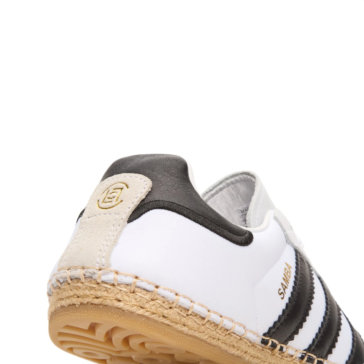 adidas Samba Sneakers - White & Black with Woven Sole Detail
