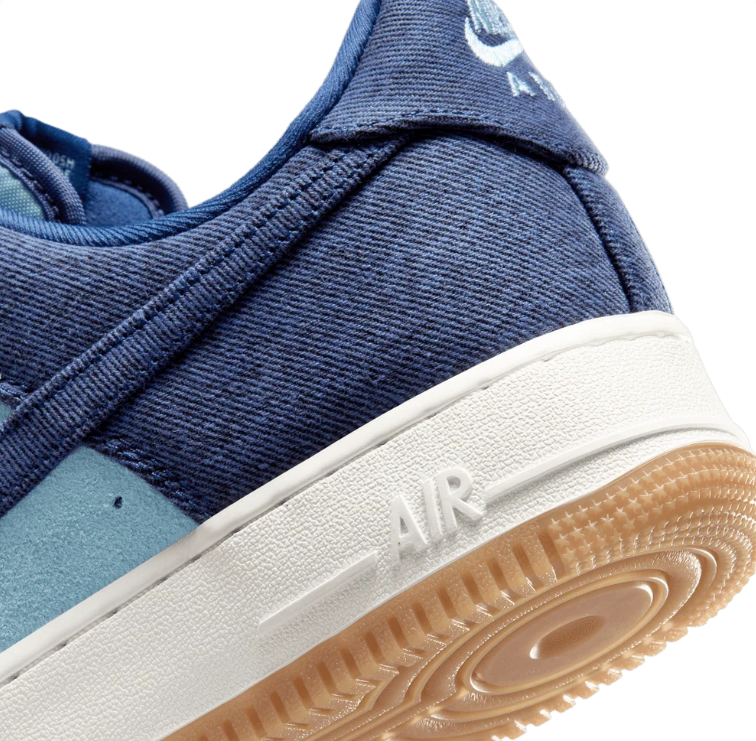 Nike Air Force 1 Low Sneakers - Navy & Light Blue with Gum Sole