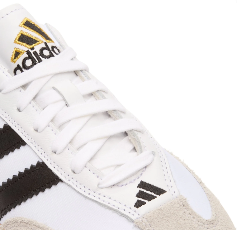 adidas Samba Sneakers - White & Black with Woven Sole Detail