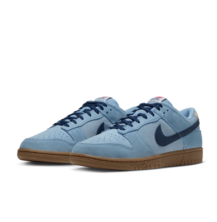 Nike Dunk Low Sneakers - Light Blue & Navy with Gum Sole