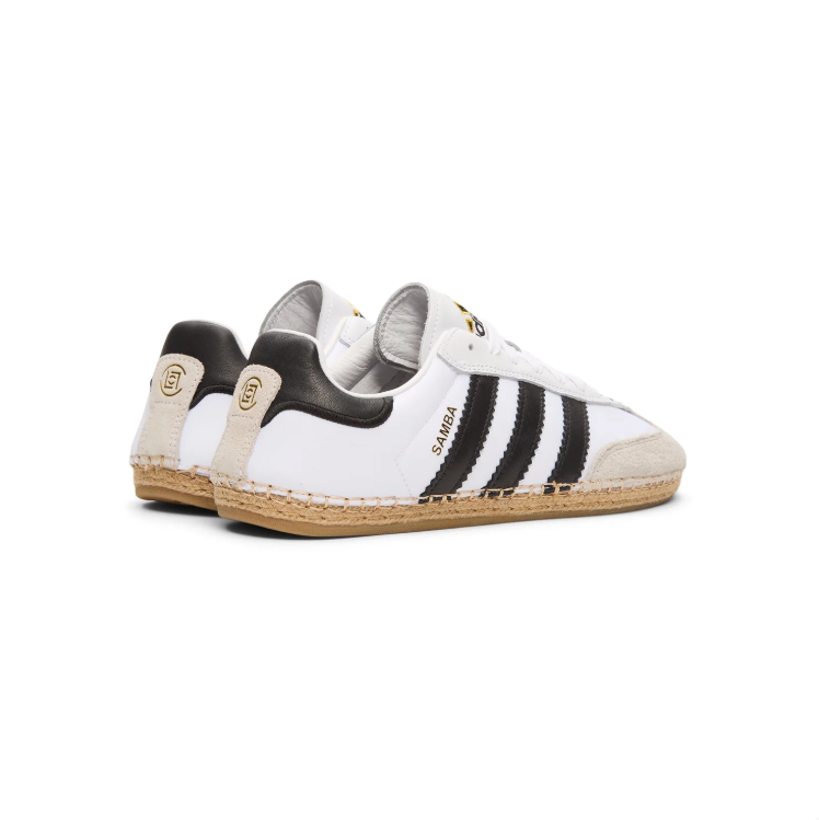 adidas Samba Sneakers - White & Black with Woven Sole Detail