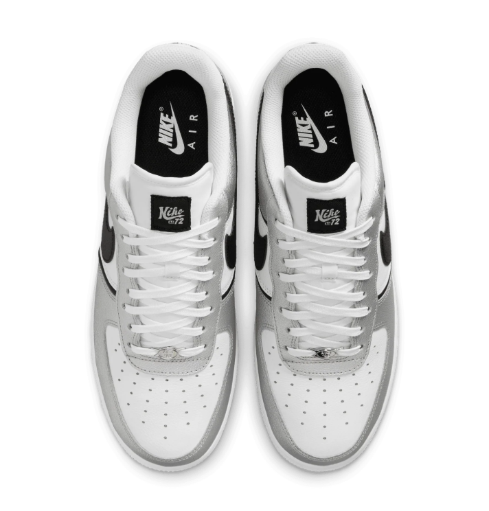Nike Air Force 1 Low Sneakers - Metallic Silver, White & Black