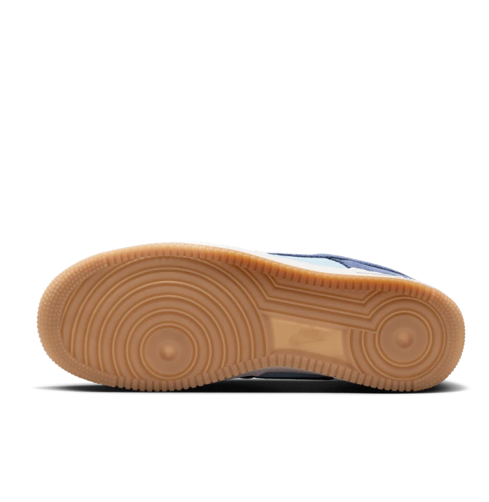 Nike Air Force 1 Low Sneakers - Navy & Light Blue with Gum Sole