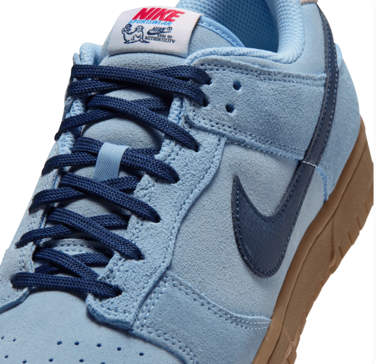 Nike Dunk Low Sneakers - Light Blue & Navy with Gum Sole