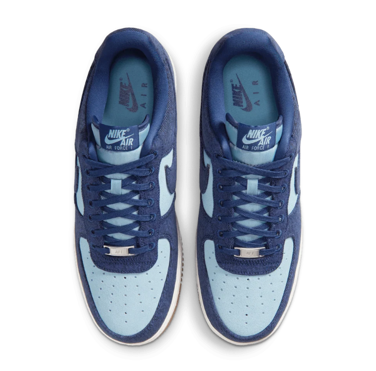 Nike Air Force 1 Low Sneakers - Navy & Light Blue with Gum Sole